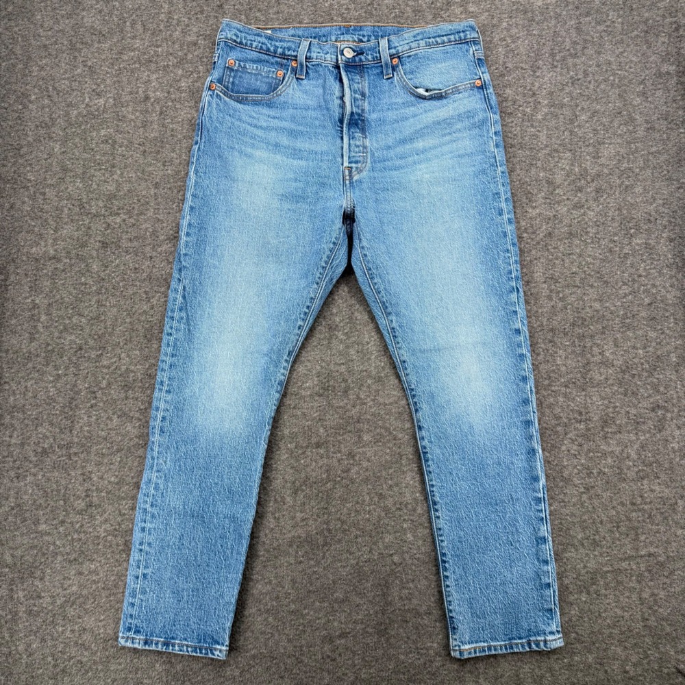 Levi's 501 Skinny Jeans Womens Blue Medium Wash Tapered High Rise Denim crop